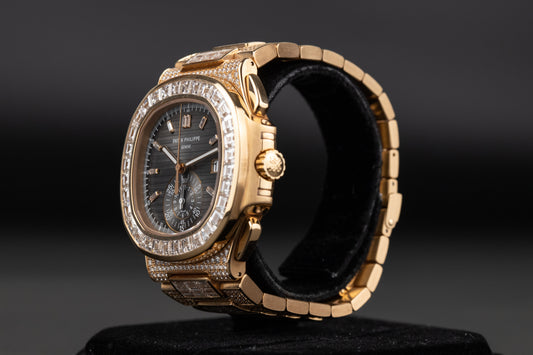 Patek Philippe 5980/1400R Nautilus Chronograph Factory Diamond Black Dial