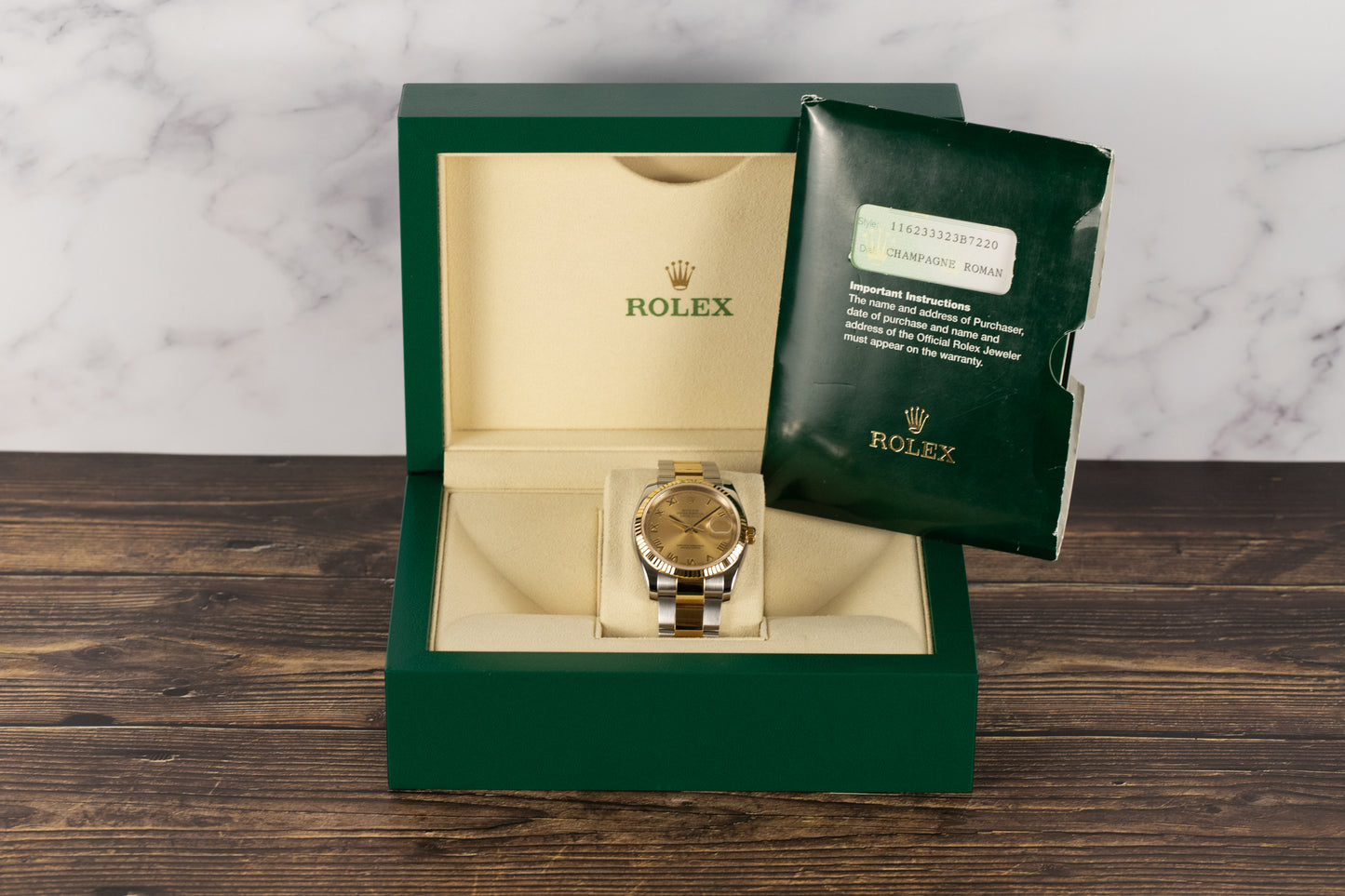 Rolex 116233 Datejust 36 SS/YG Champagne Roman Numeral Dial