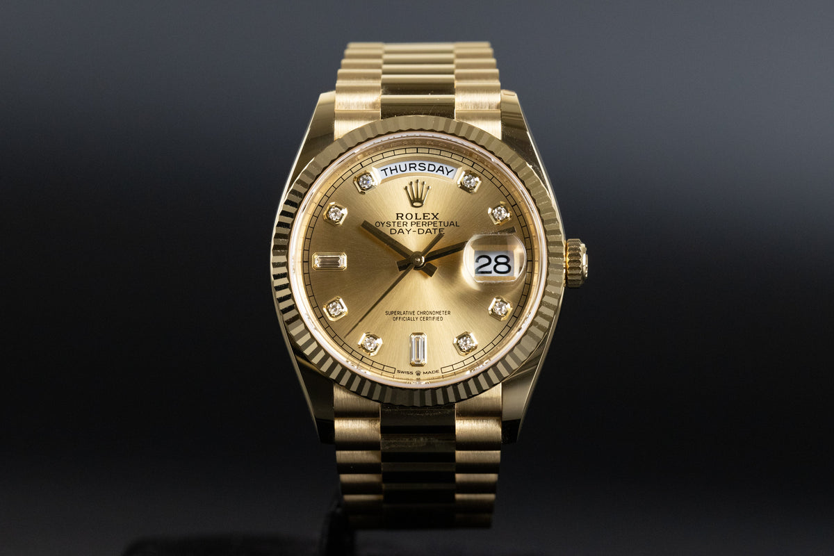 Rolex<br>128238 Day-Date 36 Champagne Diamond Dial