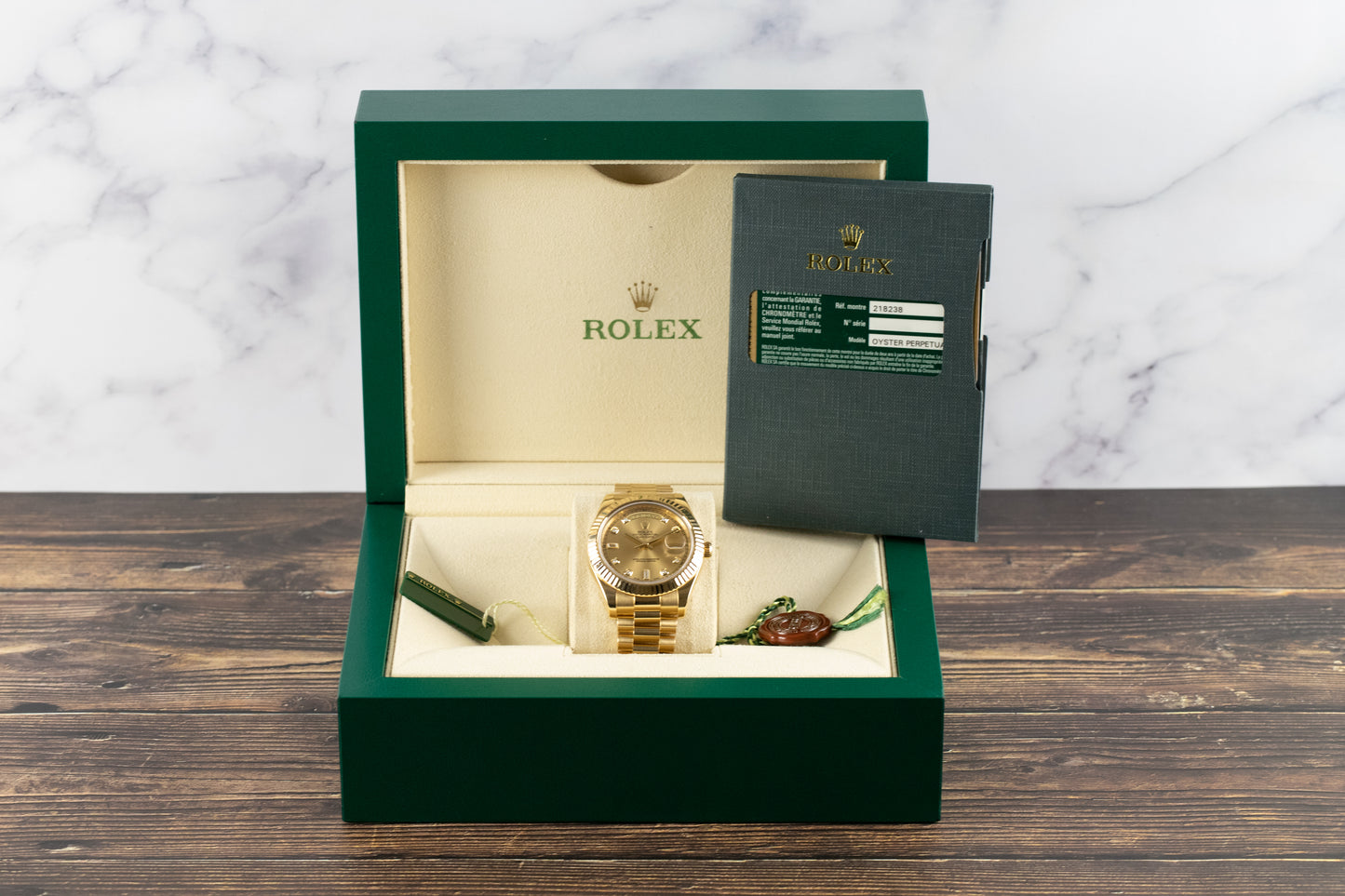 Rolex 218238 DayDate II Champagne Diamond Dial