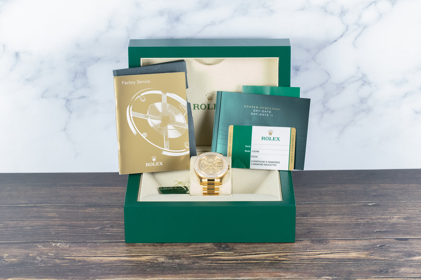 Rolex 218348 DayDate II Diamond Dial Diamond Bezel (New Old Stock)