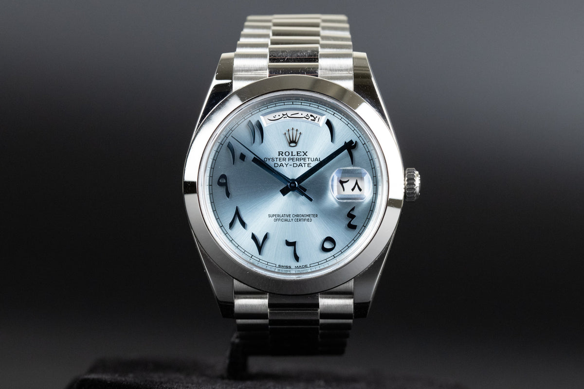 Rolex<br>228206 DayDate 40 Ice Blue Hindi Arabic Dial