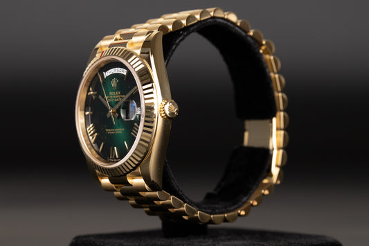 Rolex 228238 DayDate 40 Green Hombre Roman Numeral Dial