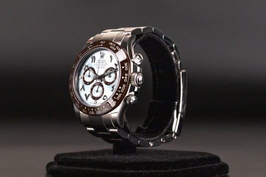 Rolex 116506 Daytona Platinum Ceramic Ice Blue Hindi Arabic Dial