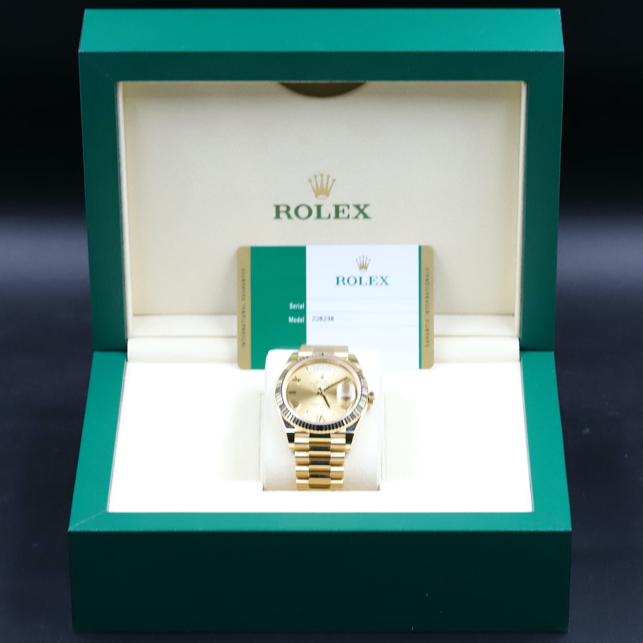 Rolex<br>228238 DayDate 40 Champagne Roman Numeral Dial