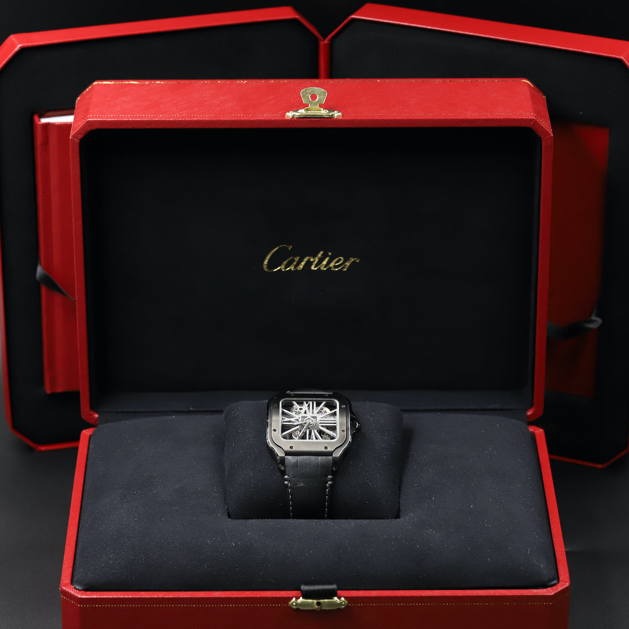 Cartier<br>WSSA0039 Santos De Cartier Black ADLC Skeleton Dial