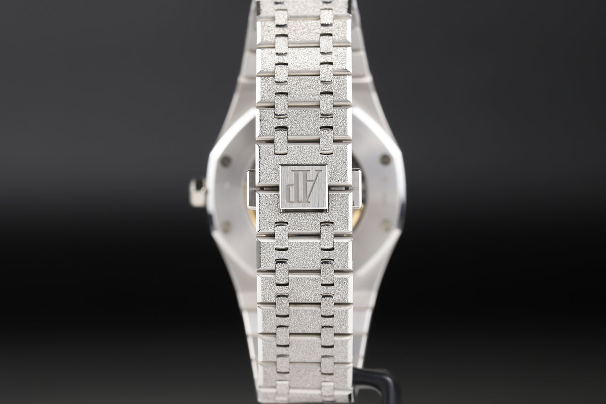 Audemars Piguet<br>15412BC Royal Oak Frosted Gold Double Balance Wheel Openworked Factory Baguette Rainbow Bezel