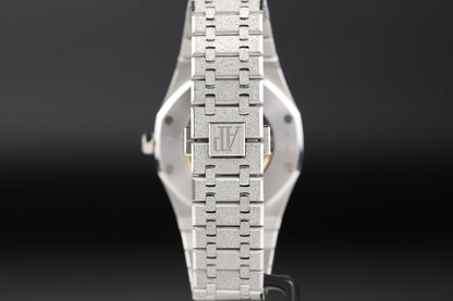 Audemars Piguet 15412BC Royal Oak Frosted Gold Double Balance Wheel Openworked Factory Baguette Rainbow Bezel