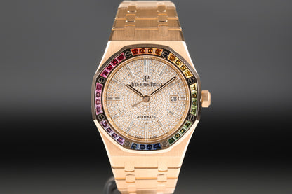 Audemars Piguet 15413OR Royal Oak Pave Dial Rainbow Bezel 1 of 10