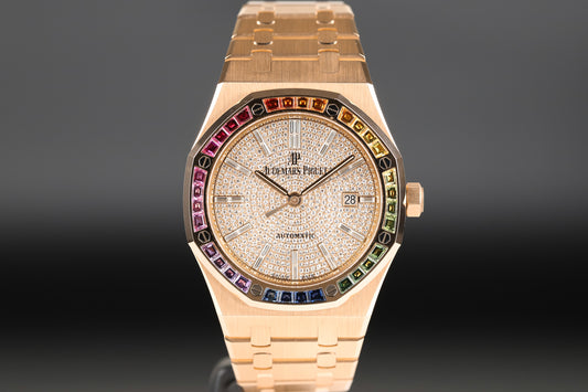 Audemars Piguet 15413OR Royal Oak Pave Dial Rainbow Bezel 1 of 10