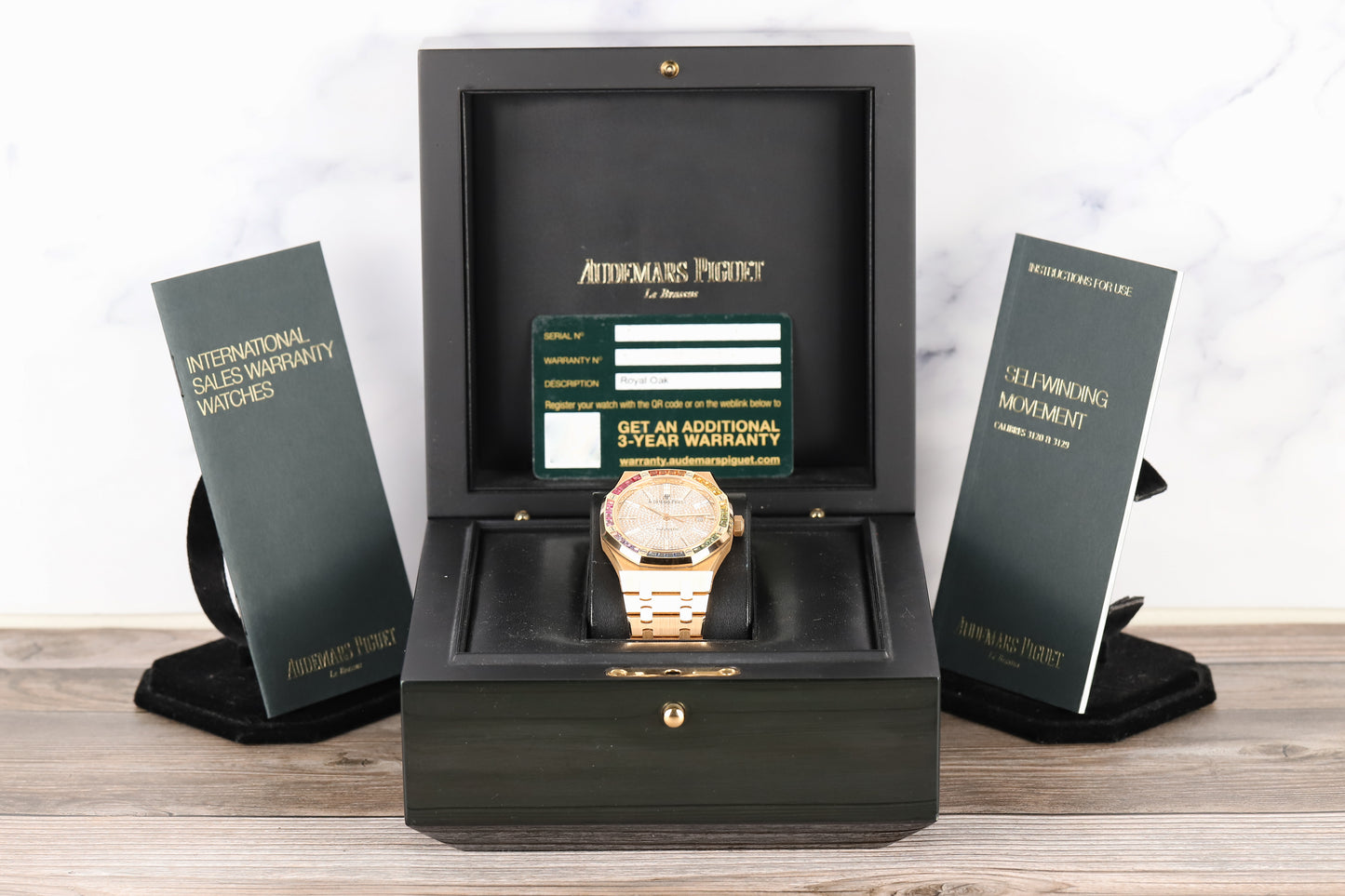 Audemars Piguet 15413OR Royal Oak Pave Dial Rainbow Bezel 1 of 10