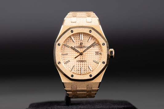 Audemars Piguet 15454OR Royal Oak 37mm Frosted Rose Gold Pink Dial