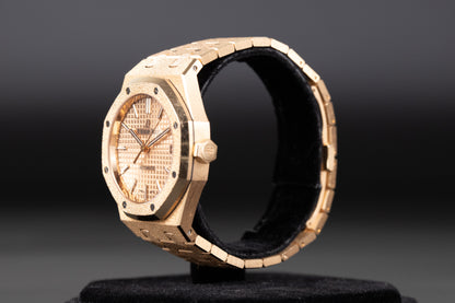 Audemars Piguet 15454OR Royal Oak 37mm Frosted Rose Gold Pink Dial