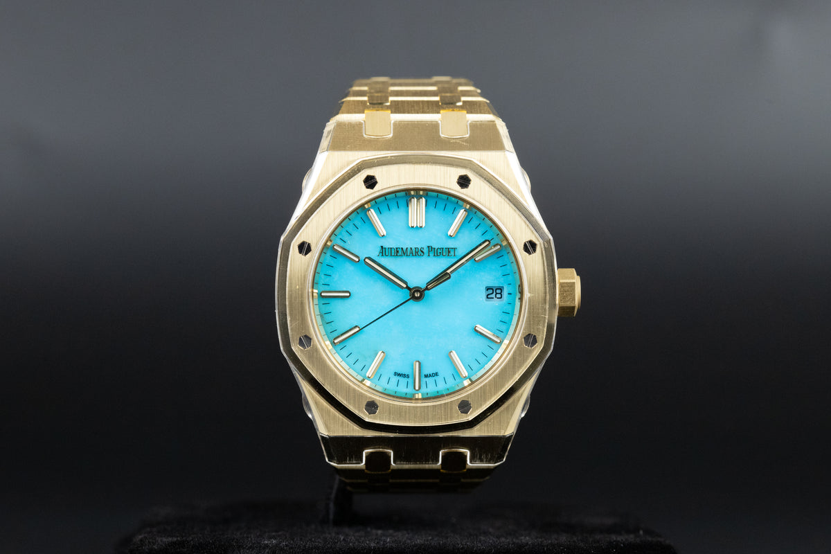 Audemars Piguet<br>15550BA Royal Oak 37mm Yellow Gold Turquoise Dial