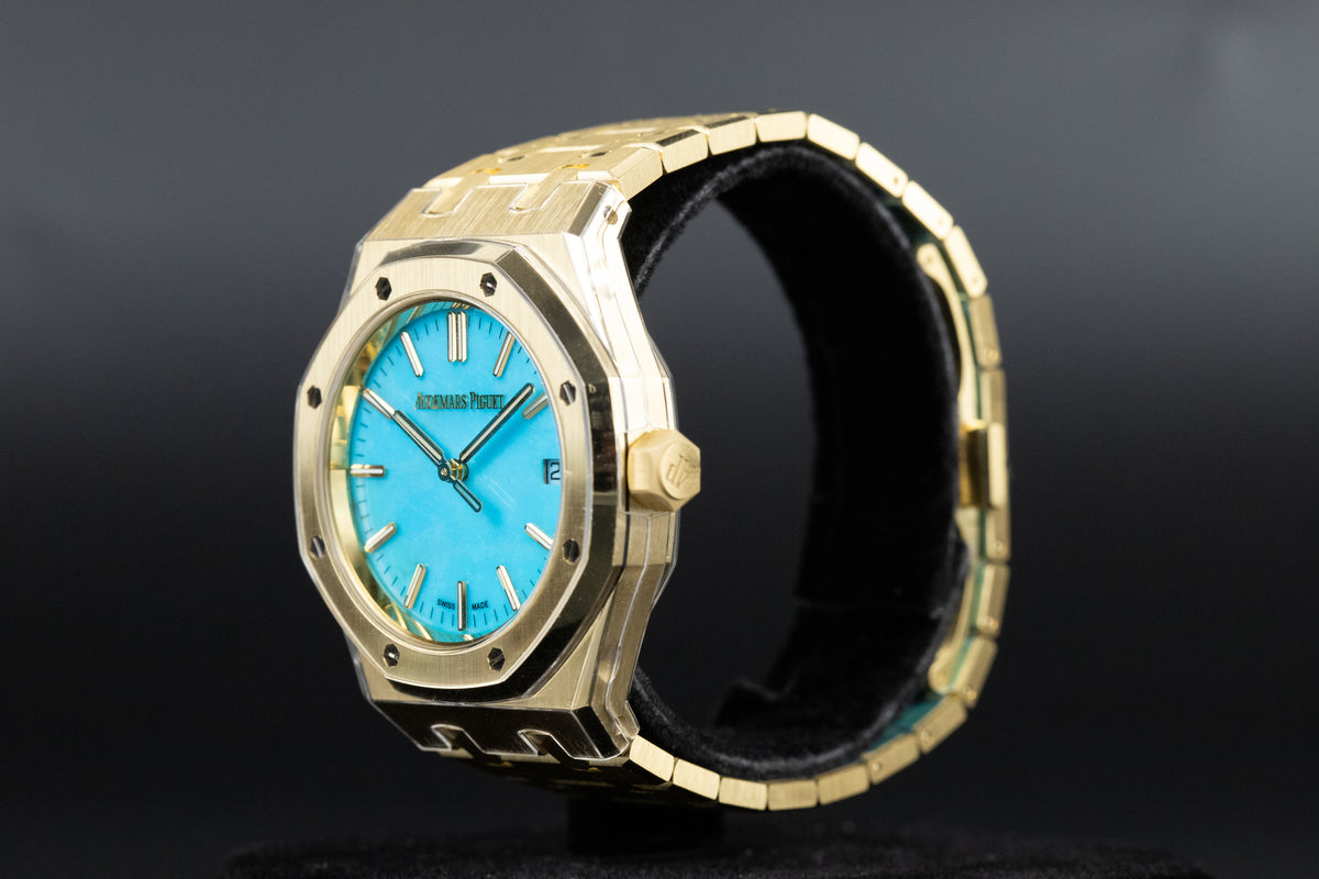 Audemars Piguet<br>15550BA Royal Oak 37mm Yellow Gold Turquoise Dial