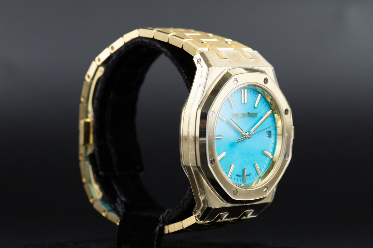 Audemars Piguet<br>15550BA Royal Oak 37mm Yellow Gold Turquoise Dial