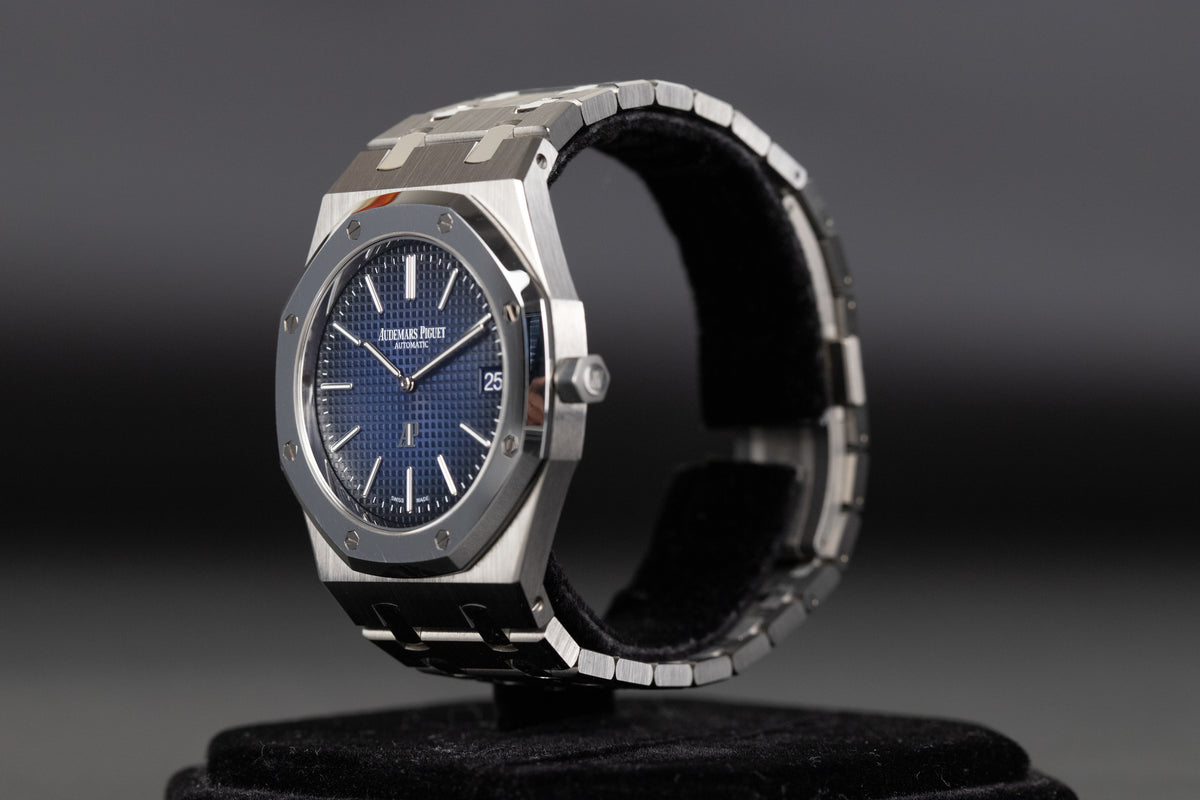 Audemars Piguet<br>15202IP Royal Oak Jumbo Platinum Titanium Smoked Blue Dial Limited to 250