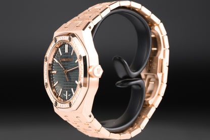 Audemars Piguet 15551OR Royal Oak Green Dial Diamond Bezel