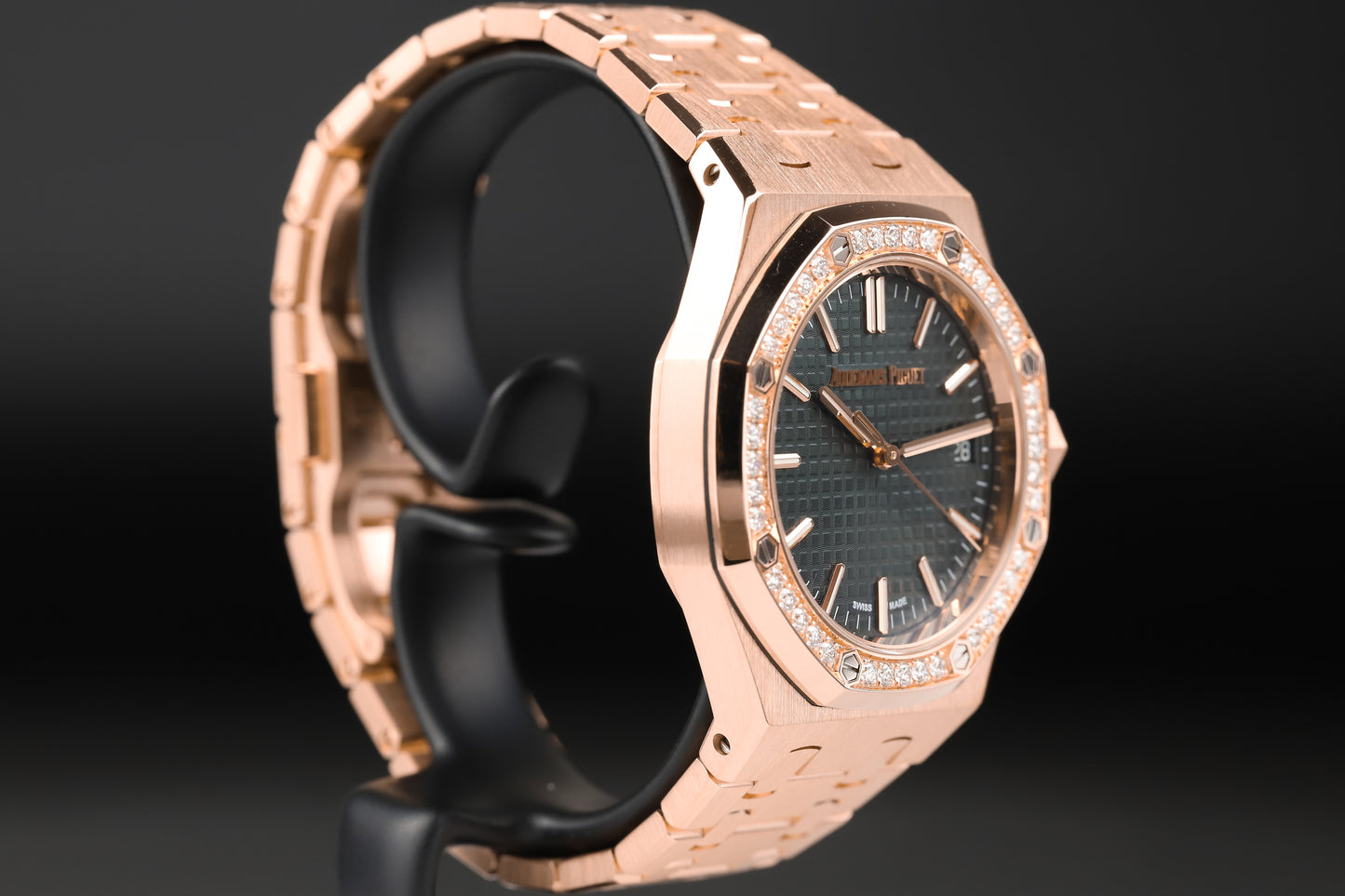 Audemars Piguet 15551OR Royal Oak Green Dial Diamond Bezel