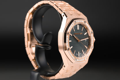 Audemars Piguet 15551OR Royal Oak Green Dial Diamond Bezel