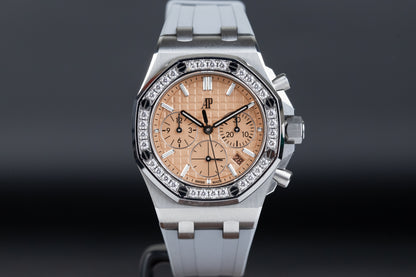 Audemars Piguet 26231ST Ladies Royal Oak Offshore 37mm Salmon Dial Diamond Bezel