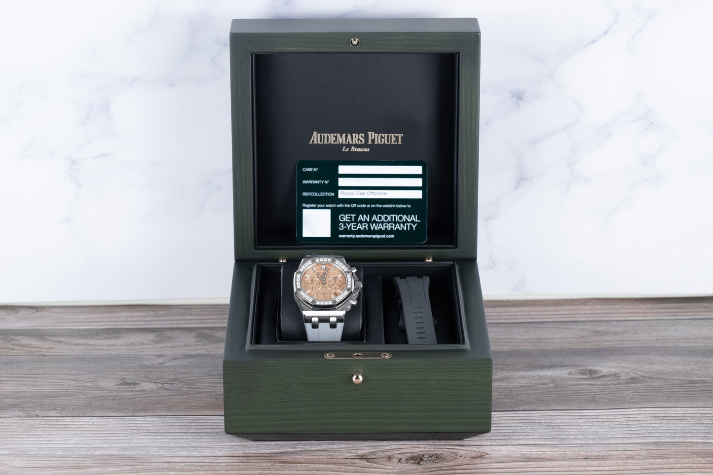 Audemars Piguet 26231ST Ladies Royal Oak Offshore 37mm Salmon Dial Diamond Bezel
