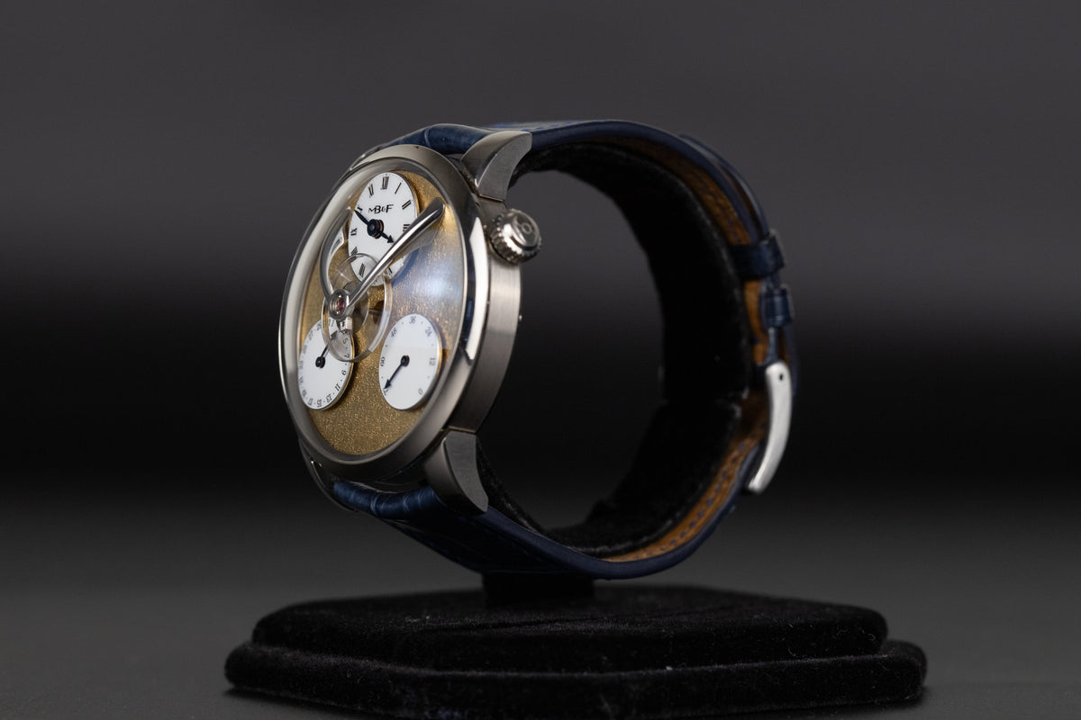 MB&F <br>03.WL.FY Legacy Machine Split Escapement Frosted Yellow Dial Limited to 18 Pieces