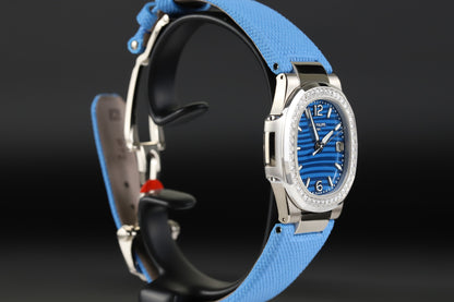 Patek Philippe 7010G Nautilus White Gold Blue Dial Diamond Bezel
