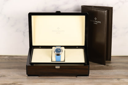 Patek Philippe 7010G Nautilus White Gold Blue Dial Diamond Bezel