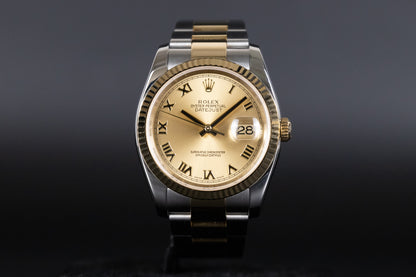 Rolex 116233 Datejust 36 SS/YG Champagne Roman Numeral Dial