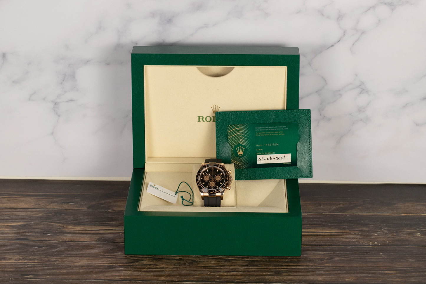 Rolex 116515LN Daytona Rose Gold Oysterflex Black Dial