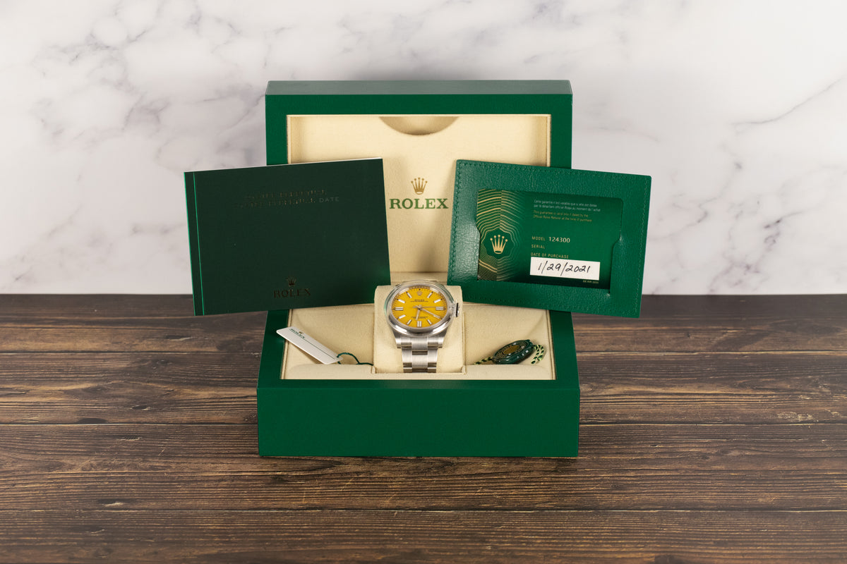 Rolex<br>124300 Oyster Perpetual 41mm Yellow Dial