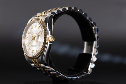 Rolex 116233 Datejust 36 SS/18k Silver Diamond Dial