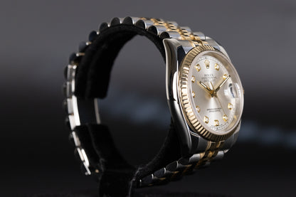 Rolex 116233 Datejust 36 SS/18k Silver Diamond Dial