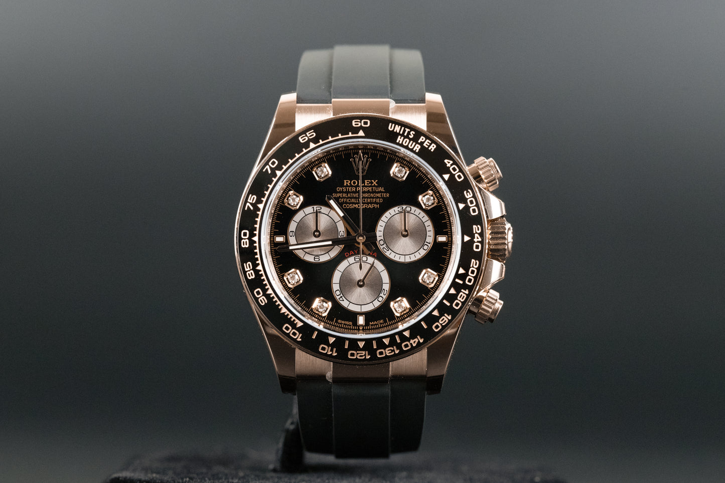 Rolex 126515 Daytona Oysterflex Rose Gold Black Diamond Dial