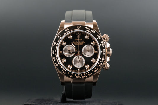 Rolex 126515 Daytona Oysterflex Rose Gold Black Diamond Dial