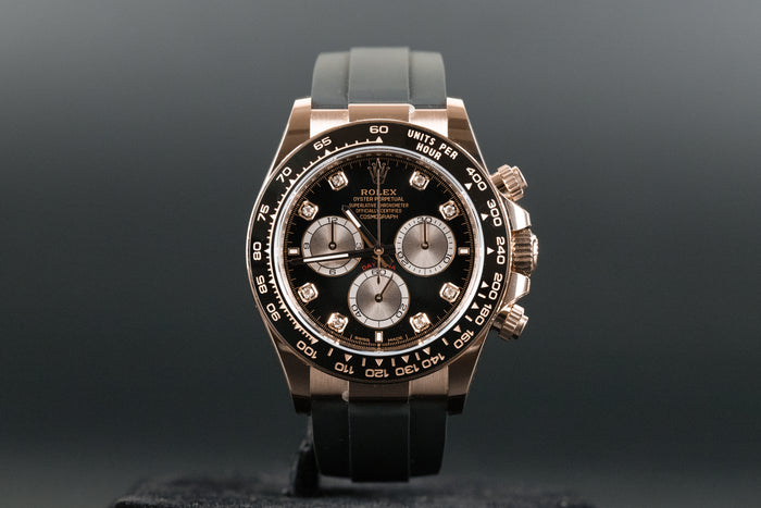 Rolex126515 Daytona Oysterflex Rose Gold Black Diamond Dial – Newport ...