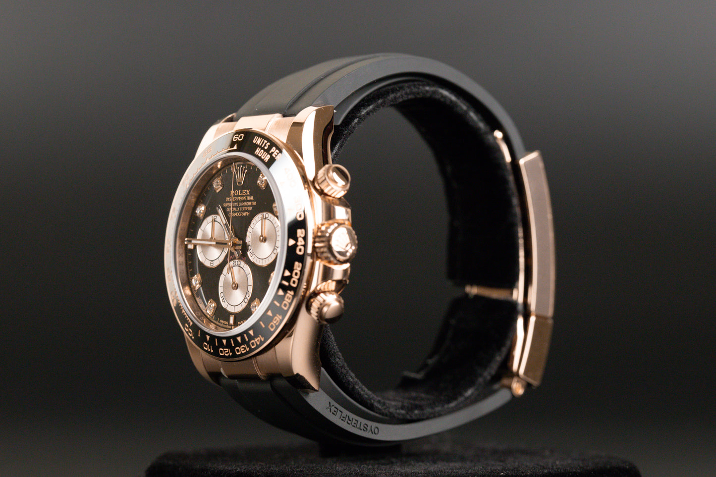 Rolex 126515 Daytona Oysterflex Rose Gold Black Diamond Dial