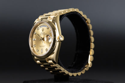 Rolex 128238 Day-Date 36 Champagne Diamond Dial