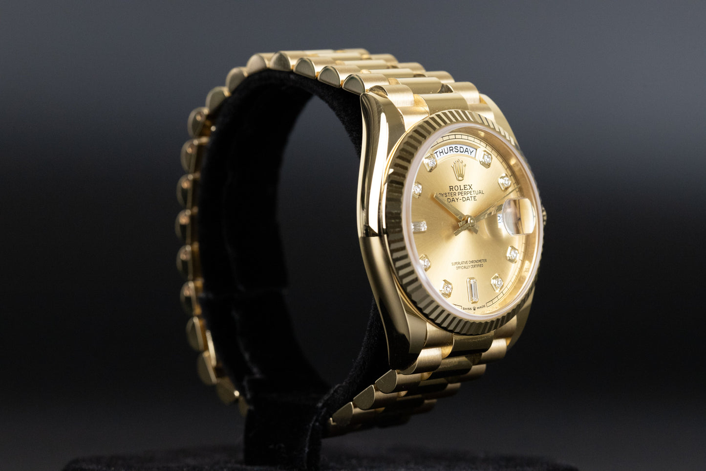 Rolex 128238 Day-Date 36 Champagne Diamond Dial