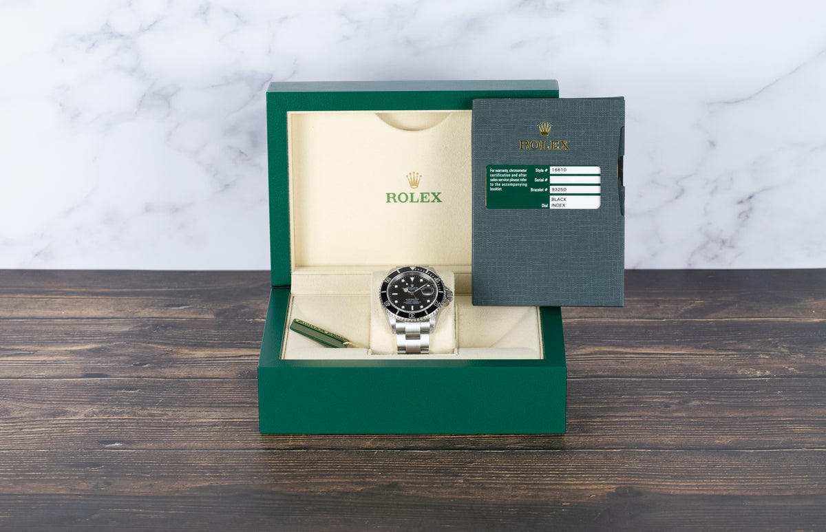 Rolex<br>16610 Submariner Date with Rehaut No Holes Black Dial