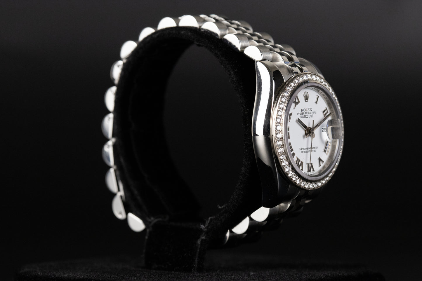 Rolex 179384 Datejust 26 White Roman Numeral Dial Diamond Bezel
