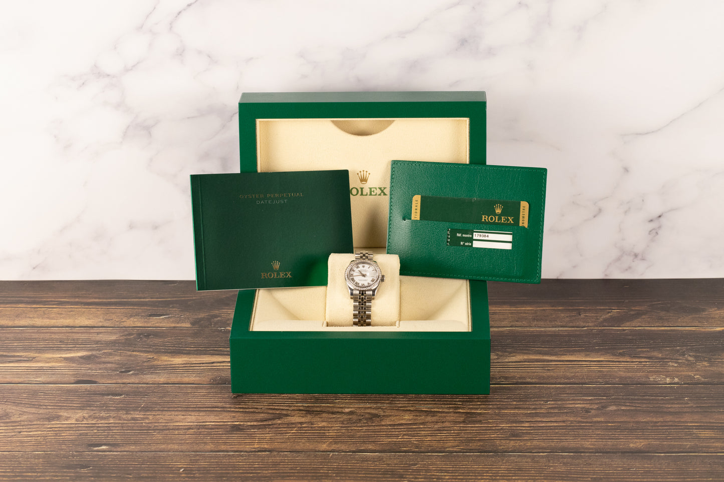 Rolex 179384 Datejust 26 White Roman Numeral Dial Diamond Bezel