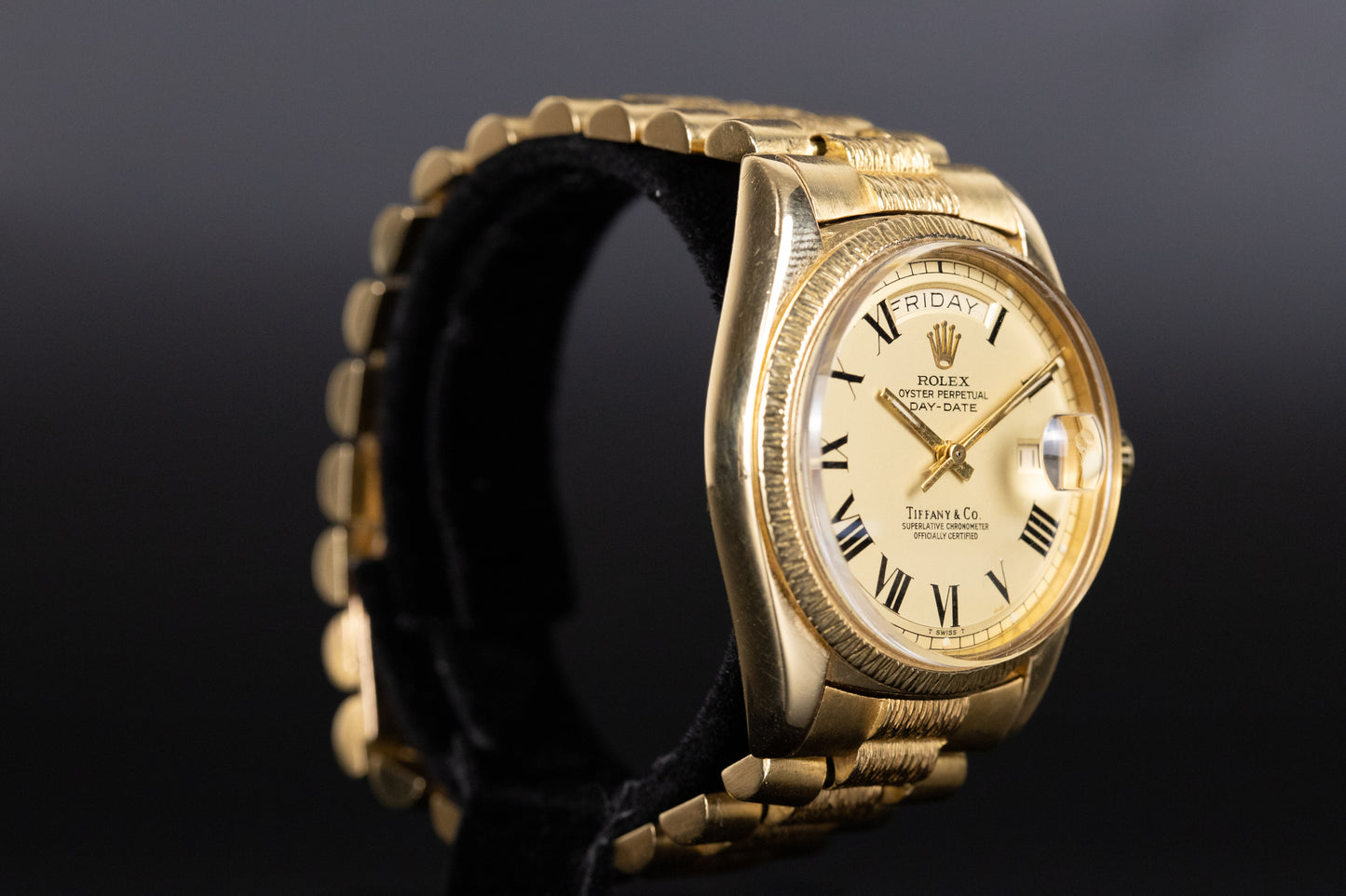 Rolex 1807 DayDate 36 Bark Champagne Tiffany Dial