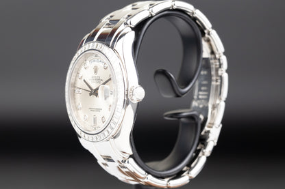 Rolex 18956BR Day-Date Masterpiece Platinum Silver Diamond Dial Baguette Diamond Bezel
