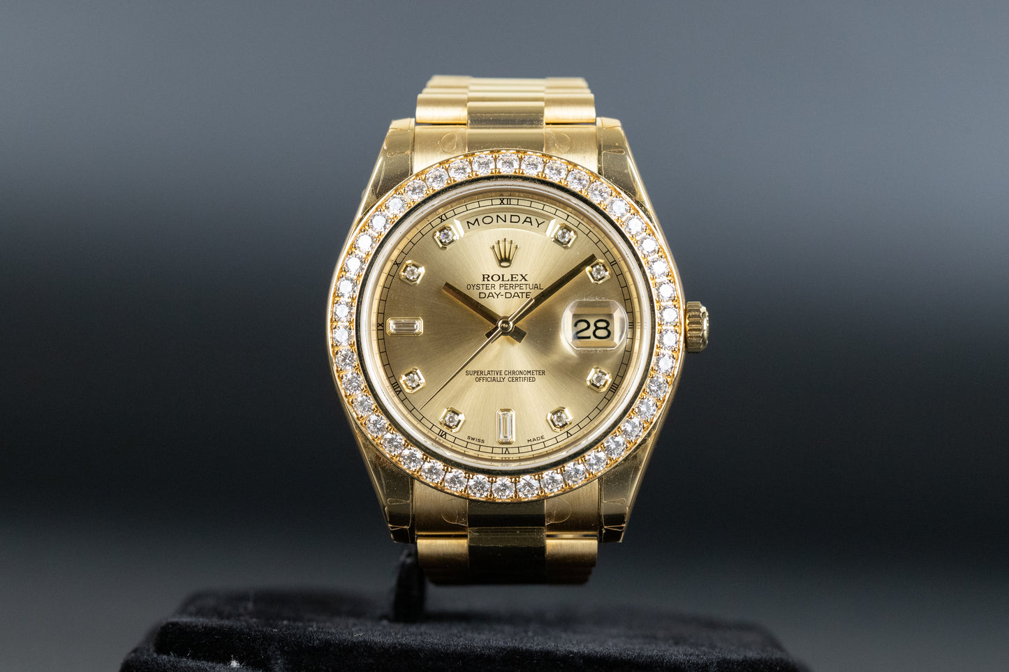Rolex 218348 DayDate II Diamond Dial Diamond Bezel (New Old Stock)