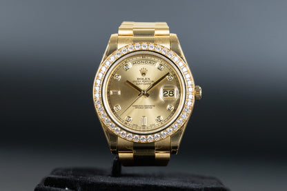 Rolex 218348 DayDate II Diamond Dial Diamond Bezel (New Old Stock)