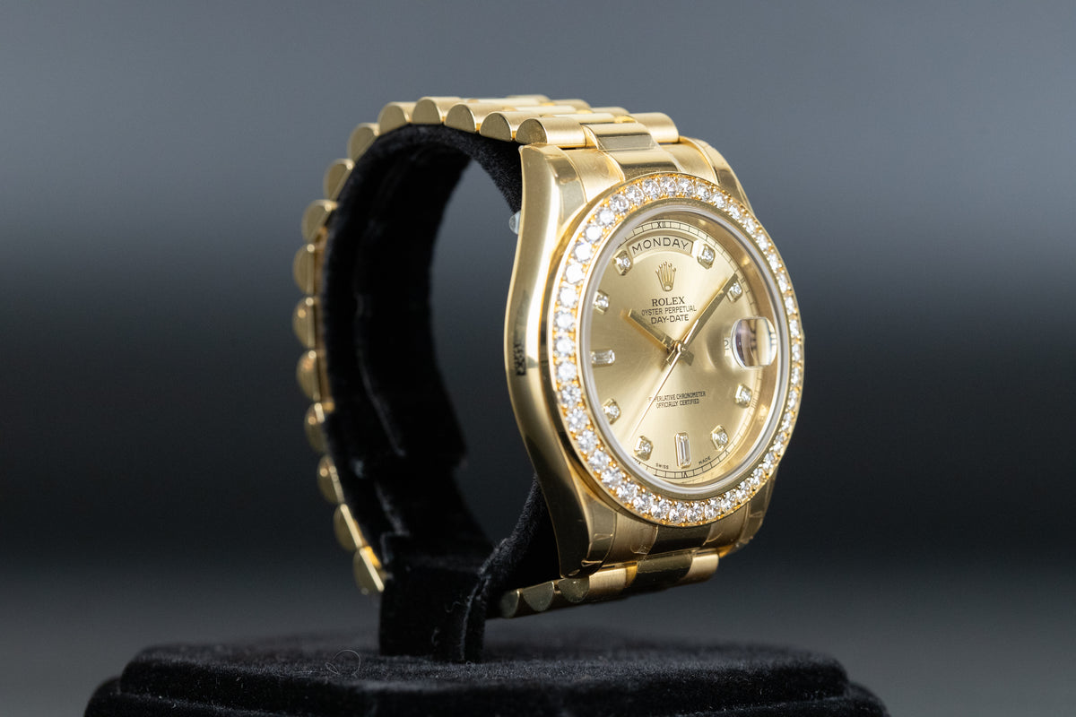Rolex<br>218348 DayDate II Diamond Dial Diamond Bezel (New Old Stock)