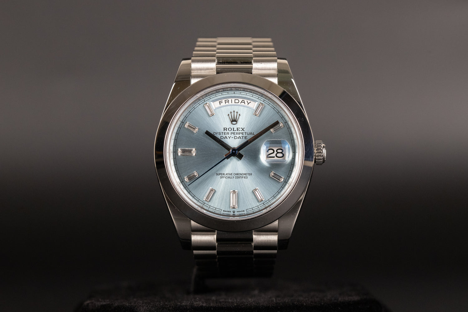 Rolex 228206 DayDate 40 Ice Blue Baguette Dial