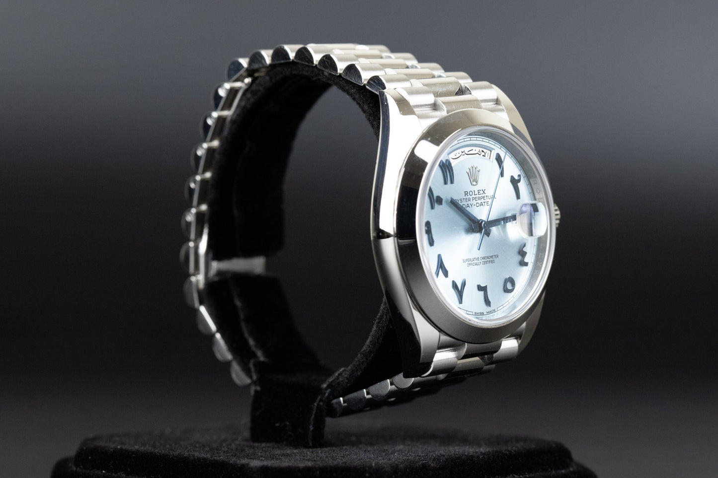 Rolex 228206 DayDate 40 Ice Blue Hindi Arabic Dial